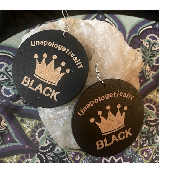 Unapologetically Black Earrings, Gold Crown, Queen, King Statement Earrings -New - Picture 13 of 16